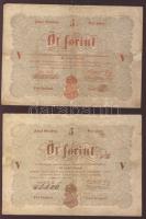 1848. 5Ft "Kossuth bankó" 2klf szín-, ill. román szövegű variáns! T:III