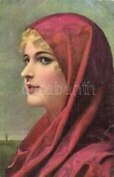 16 db RÉGI hölgyes motívumlap, művészlapok / 16 pre-1945 lady art motive postcards