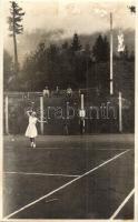 Ótátrafüred, Stary Smokovec, Alt-Schmecks; teniszpálya teniszezőkkel / tennis players, tennis court, Foto Dietz photo (fl)