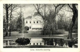 Léva, Levice; Schoeller kastély, park, Foto Hajdu kiadása / castle, park (EK)