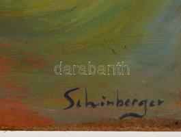 Schönberger jelzéssel: Háztetők. Olaj, farost, 53×31 cm