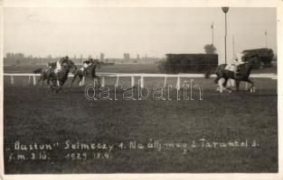 1929 Budapest IV. Újpesti lóversenypálya, befutók, Faragó photo (EK)