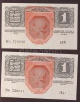1916. 1K (2x) egymásutáni sorszámokkal, fekete "Deutschösterreich" fny-sal T:I