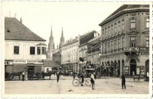 Versec, Vrsac; utcakép Aleksandar A. Gergec, Franz Zoffmann és G. Markovic üzlete / street view with shops, photo