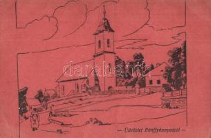 Magyarókereke, Majerou, Alunisu (Bánffyhunyad, Huedin); Református templom / church (16 cm x 10,5 cm) (EB)