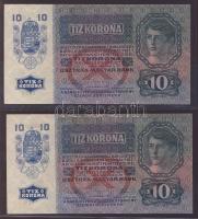 1915. 10K (2x) egymásutáni sorszámokkal, egyiken papírránc T:I