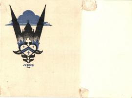 4 db RÉGI Bozó irredenta művészlap / 4 pre-1945 Bozó signed Hungarian irredenta art postcards