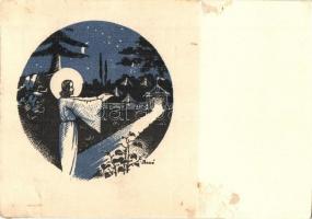 4 db RÉGI Bozó irredenta művészlap / 4 pre-1945 Bozó signed Hungarian irredenta art postcards