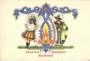 4 db RÉGI Bozó húsvéti üdvözlőlap / 4 pre-1945 Bozó signed Hungarian Easter greeting art postcards