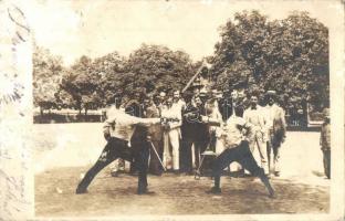 1920 Fencing duel, photo (surface damage)