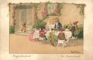 Puppenhochzeit, Der Hochzeitsmahl / Doll wedding, wedding feast, A. R. Nr. 1362. s: Pauli Ebner (EK)
