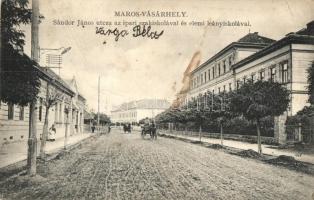 Marosvásárhely, Targu Mures; Sándor János utca, Ipari szakiskola, Elemi leányiskola / street view with schools  (EK)