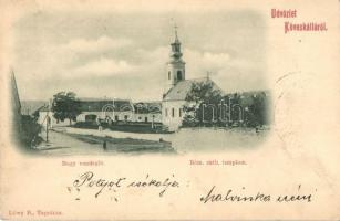 1899 Köveskál, Köveskálla; Nagyvendéglő, Római katolikus templom, Löwy B. kiadása (EK)