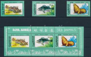 Marine life set + mini sheet, Tengeri élővilág sor + kisív