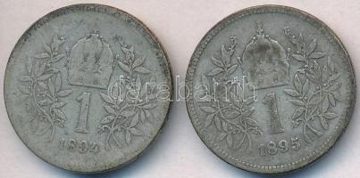 Ausztria 1894-1895. 1K Ag "Ferenc József" (2x) T:2-,3
Austria 1894-1895. 1 Corona Ag &quo...