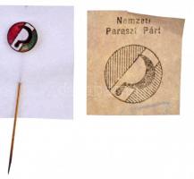 ~1940. Nemzeti Paraszti Párt zománcozott fém kitűző (9mm) T:2- zománchiba