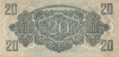 1944. 20P "V.H." (2x) egymásutáni sorszámokkal, előlapi nyomat felfelé csúszva! T:I