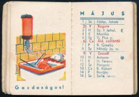 1937 Gáznaptár, kisméretű naptár, szövegközti reklámábrákkal