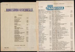 cca 1960-1980 Retró étlapok gyűjteménye, összesen kb. 20 db