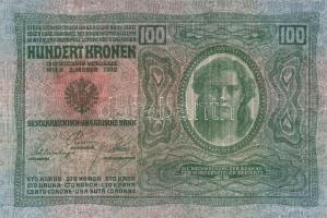 Ausztria 1912. 100K (2x) piros "Deutschösterreich" fny-sal, egymásutáni sorszámokkal T:I