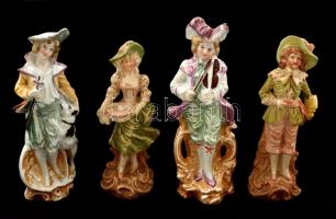 4 db porcelán figura, kézzel festettek, sérüléssel, m: 15,5 és 17 cm