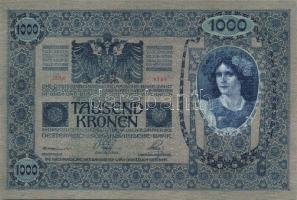 Ausztria 1902. 1000K (2x) piros, függőleges "Deutschösterreich" bélyegzővel, egymásutáni s...