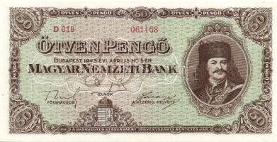 1945. 50P (2x) egymásutáni sorszámokkal T:I