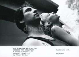 6 db modern filmfotó az A skorpió megeszi az ikreket reggelire c. filmből, hátuljukon feliratozva, 1...