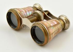 Gyöngyházas színházi látcső, jelzés nélkül, 10×6 cm
