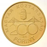 1994. 200Ft Ag "Deák" aranyozott forgalmi érme T:1-,2