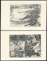 Kondor Béla (1931-1972): 10 db Illusztráció (Vélez de Guevara: A sánta ördög), rézkarc, papír, jelzé...