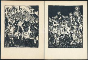 Kondor Béla (1931-1972): 9 db Illusztráció (Ébredő Afrika), fametszet, papír, jelzés nélkül, 13×11 c...