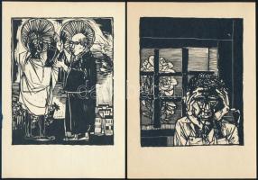 Kondor Béla (1931-1972): 9 db Illusztráció (Ébredő Afrika), fametszet, papír, jelzés nélkül, 13×11 c...