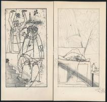 Kondor Béla (1931-1972): 16 db Illusztráció (Jean: Paul: Gyámoltalan hősök), rézkarc, papír, jelzés ...