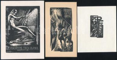 Menyhárt József (1901-1976): 5 db ex libris. Fametszet, papír, jelzett a dúcon, 2,5×5-10×7,5 cm