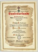 Az Österreichischer Landesverband Kameradschaftsbund Niederösterreich ÖKB-Ortsverband Furth bei Göttweig 80. születésnap alkalmából kiállított köszönő oklevél / Dankesurkunde