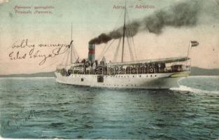 1908 Adriatico Piroscafo Pannonia / Pannonia gyorsgőzös / Pannonia steamship (kopott sarkak / worn corners)