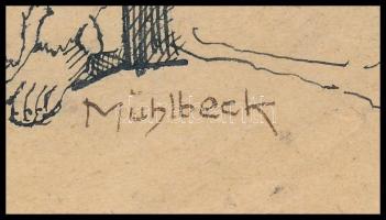 Mühlbeck Károly (1869-1943): Illusztráció, tus, papír, jelzett 10x12 cm