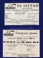 1858-1860 Két dunai gőzhajó menetrend kivágásokon. Kartonra ragasztva 15x10 cm