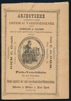 cca 1870 Wheeler és Wilson amerikai varrógép árjegyzék képes katalógus. 74p. magyar nyelven, sok fametszetű ábrával.