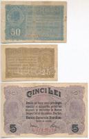 Románia / Német megszállás 1917. 25b + 50b + 5L T:III,III- Romania / German occupation 1917. 25 Bani + 50 Bani +  5 Lei C:F,VG Krause M1,M2,M5