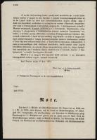 1854 Császári rendelet a Kossuth dollárok behozatalának büntethetőségéről. Két nyelven. 22x31 cm