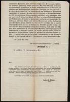 1854 Császári rendelet a Kossuth dollárok behozatalának büntethetőségéről. Két nyelven.  22x31 cm