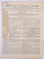 Orosz Birodalom 1909. "Orosz Birodalom kormánya 1909. évi 4 1/2%-os Állami Kölcsöne" kötvé...