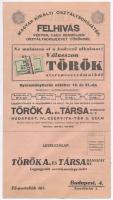 1941. Török A. és Társa Bankház R.T. kitöltetlen levelezőlapos hirdetése a 47. Magyar Királyi Osztálysorsjáték I. osztályú sorsjegyeinek rendeléséhez, három darab betűzött szerencseszámmal T:I-