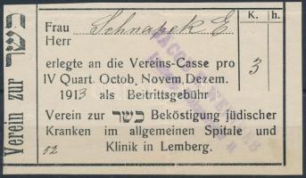 Lemberg 1913. 3K adomány Lembergi Zsidó Kórház T:II-