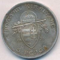 1938. 5P Ag "Szent István" T:1-,2 patina 
Adamo P8.1