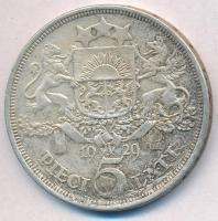 Lettország 1929. 5L Ag T:2 patina 
Latvia 1929. 5 Lati Ag C:XF patina 
Krause KM# 9