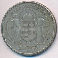 1930. 5P Ag "Horthy jobbra" T:3 patina
Adamo P8