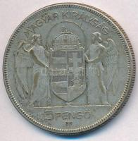 1930. 5P Ag "Horthy jobbra" T:3 patina
Adamo P8